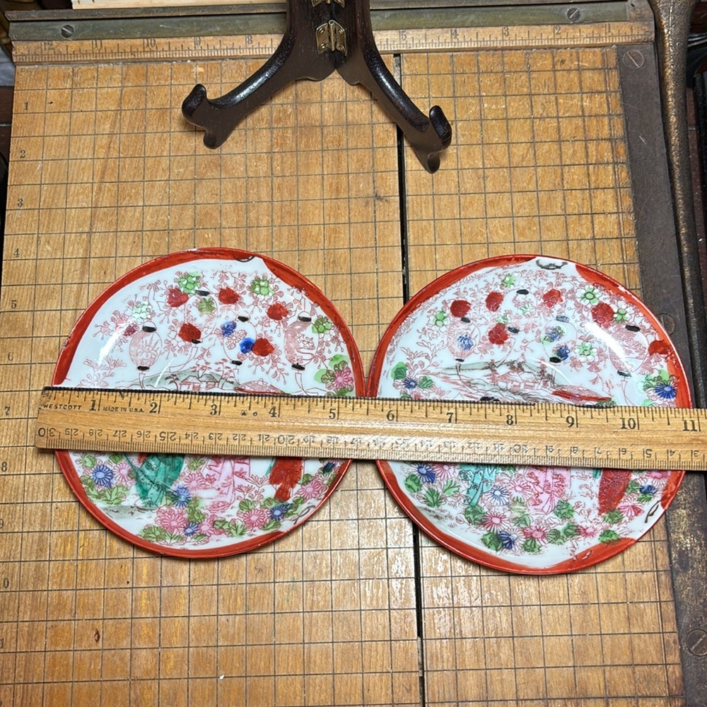 2 Geisha Saucers Geishaware Vintage Asian Decorative Plates 5.5”D Made in Japan - Picture 11 of 17